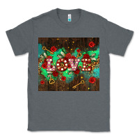 Charcoal Heather love  and leopard with keys Classic Tee - AdoDesignShop