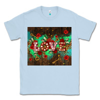 Dusty Blue love  and leopard with keys Classic Tee - AdoDesignShop
