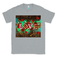 Heather Grey love  and leopard with keys Classic Tee - AdoDesignShop