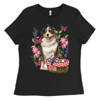 Black Easter Aussie Australian Shepherd Ladies Tee - RanaPortraitStore