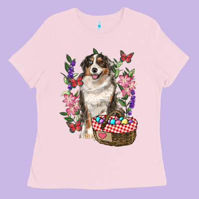 Ladies Tee Easter Aussie Australian Shepherd