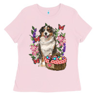 Bubblegum Pink Easter Aussie Australian Shepherd Ladies Tee - RanaPortraitStore