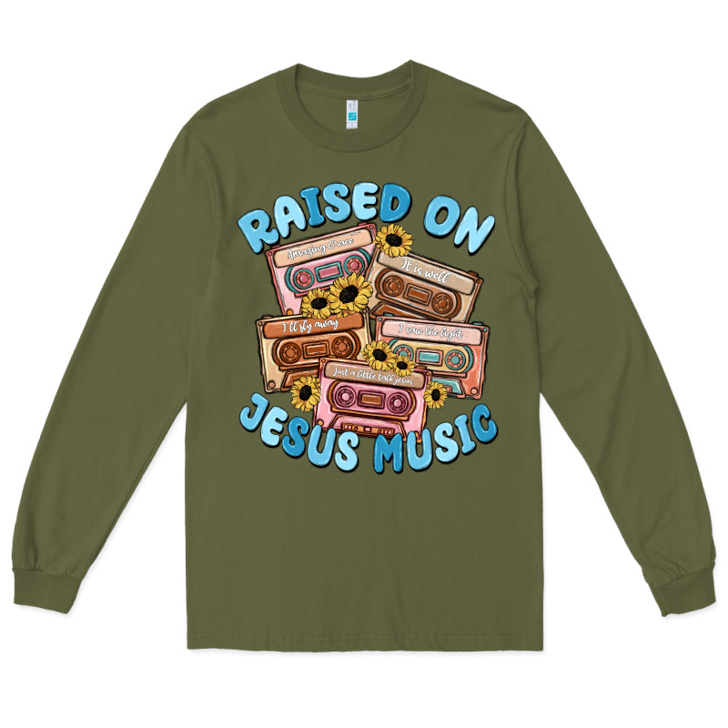 Raised On Jesus Music Long Sleeve Tee by MaliasSmallBusiness | Teevron