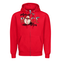 Red merry race mas Zipper Hoodie - MaliasSmallBusiness