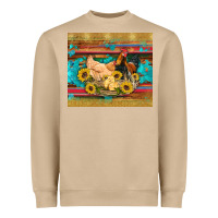 Mushroom western coop animals farm chicken chick rooster sunflowers wooden sera Heavyweight Sweatshirt - Artiststas