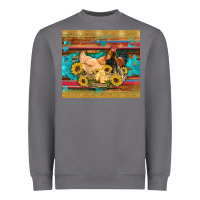 Storm western coop animals farm chicken chick rooster sunflowers wooden sera Heavyweight Sweatshirt - Artiststas