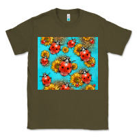Army Green Western Sunflowers Ladybug Classic Tee - LillyAllenDesigns