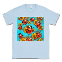 Dusty Blue Western Sunflowers Ladybug Classic Tee - LillyAllenDesigns