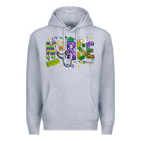 Heather Grey Mardi Gras Nurse Premium Hoodie - NancyCooperArtShop