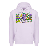 Lilac Mardi Gras Nurse Premium Hoodie - NancyCooperArtShop