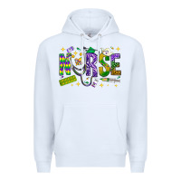 White Mardi Gras Nurse Premium Hoodie - NancyCooperArtShop