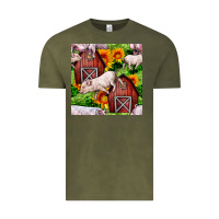 Vintage Olive Mama And Baby Pig Vintage Tee - BundleAndBundleShop