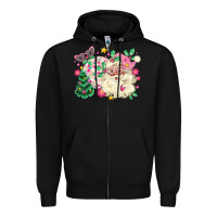 Pink Santa And Disco Ball With Christmas Tree Zipper Hoodie | Teevron
