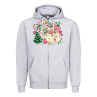 Heather Grey pink santa and disco ball with christmas tree Zipper Hoodie - MaliasSmallBusiness