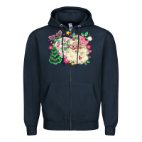 Navy pink santa and disco ball with christmas tree Zipper Hoodie - MaliasSmallBusiness