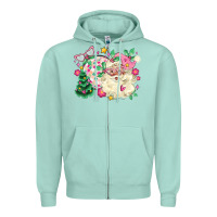 Seafoam pink santa and disco ball with christmas tree Zipper Hoodie - MaliasSmallBusiness