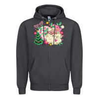 Smoke pink santa and disco ball with christmas tree Zipper Hoodie - MaliasSmallBusiness