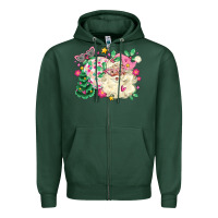Sports Green pink santa and disco ball with christmas tree Zipper Hoodie - MaliasSmallBusiness