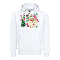 White pink santa and disco ball with christmas tree Zipper Hoodie - MaliasSmallBusiness