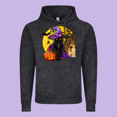 Black Witch Cat Coffin And Moon Vintage Hoodie Designed By Bundleandbundleshop
