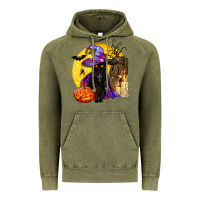Vintage Olive black witch cat coffin and moon Vintage Hoodie - BundleAndBundleShop