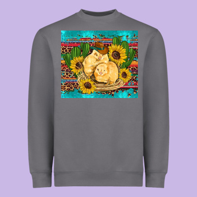 Western Chicks Coop Animals Sunflowers Cactus Serape Leopard Turquoise Heavyweight Sweatshirt Designed By Artiststas