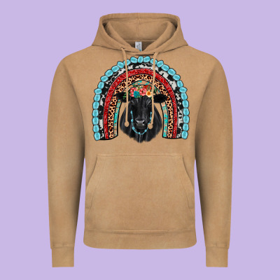 Black Angus  Rainbow Vintage Hoodie Designed By Jahusdesignshop