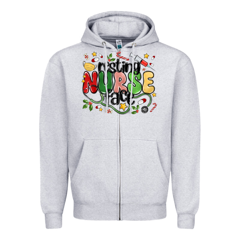 Resting Nurse Face Zipper Hoodie by MaliasSmallBusiness | Teevron