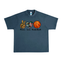 Midnight Navy peace love basketball Urban Heavy Tee - Artiststas