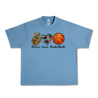 Pebble Blue peace love basketball Urban Heavy Tee - Artiststas