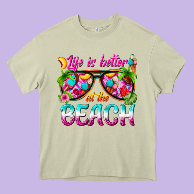 Life Is Better At The Beach Heavy Core Tee Designed By Texasbilliewilder