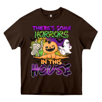 Chocolate Brown theres some horrors in this house Heavy Core Tee - BarkalooDesign