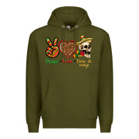 Army Green Peace Love Cinco De Mayo Premium Hoodie - texasbilliewilder