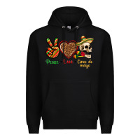 Black Peace Love Cinco De Mayo Premium Hoodie - texasbilliewilder