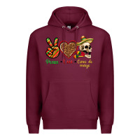 Burgundy Peace Love Cinco De Mayo Premium Hoodie - texasbilliewilder