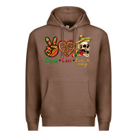 Chestnut Peace Love Cinco De Mayo Premium Hoodie - texasbilliewilder