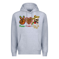 Heather Grey Peace Love Cinco De Mayo Premium Hoodie - texasbilliewilder