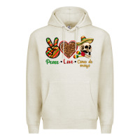 Oatmeal Heather Peace Love Cinco De Mayo Premium Hoodie - texasbilliewilder