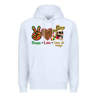 White Peace Love Cinco De Mayo Premium Hoodie - texasbilliewilder