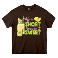 Chocolate Brown life is  make it sweet Heavy Core Tee - texasbilliewilder