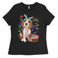 Black Easter Beagle Ladies Tee - RanaPortraitStore