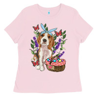 Bubblegum Pink Easter Beagle Ladies Tee - RanaPortraitStore