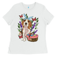 White Easter Beagle Ladies Tee - RanaPortraitStore