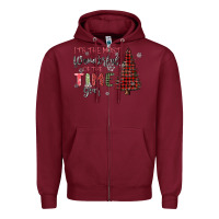 Burgundy its the most wonderful time of the year Zipper Hoodie - MaliasSmallBusiness