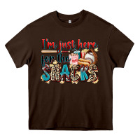 Chocolate Brown i'm just here for the snacks Heavy Core Tee - Zillion Design Studio