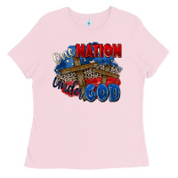 Bubblegum Pink one nation under god Ladies Tee - Zillion Design Studio