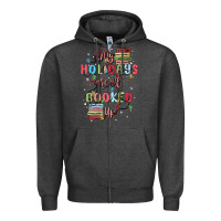 Charcoal Heather my holidays are all booked up Zipper Hoodie - MaliasSmallBusiness