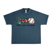 Midnight Navy peace love baseball Urban Heavy Tee - Artiststas