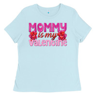Baby Blue mommy is valentine Ladies Tee - texasbilliewilder