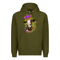 Army Green Mardi Gras cow Premium Hoodie - NancyCooperArtShop
